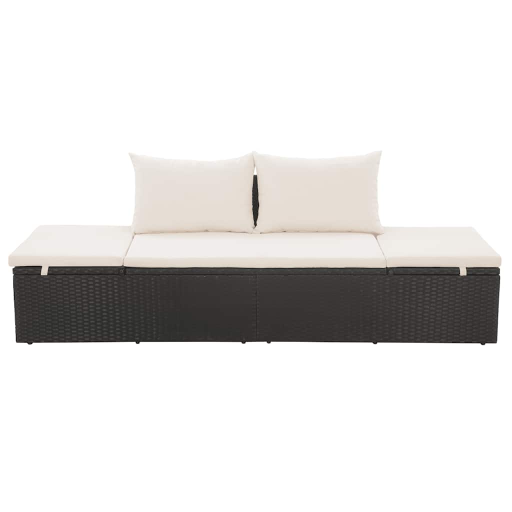vidaXL Outdoor Lounge Bed Poly Rattan 195x60x60cm Black Garden