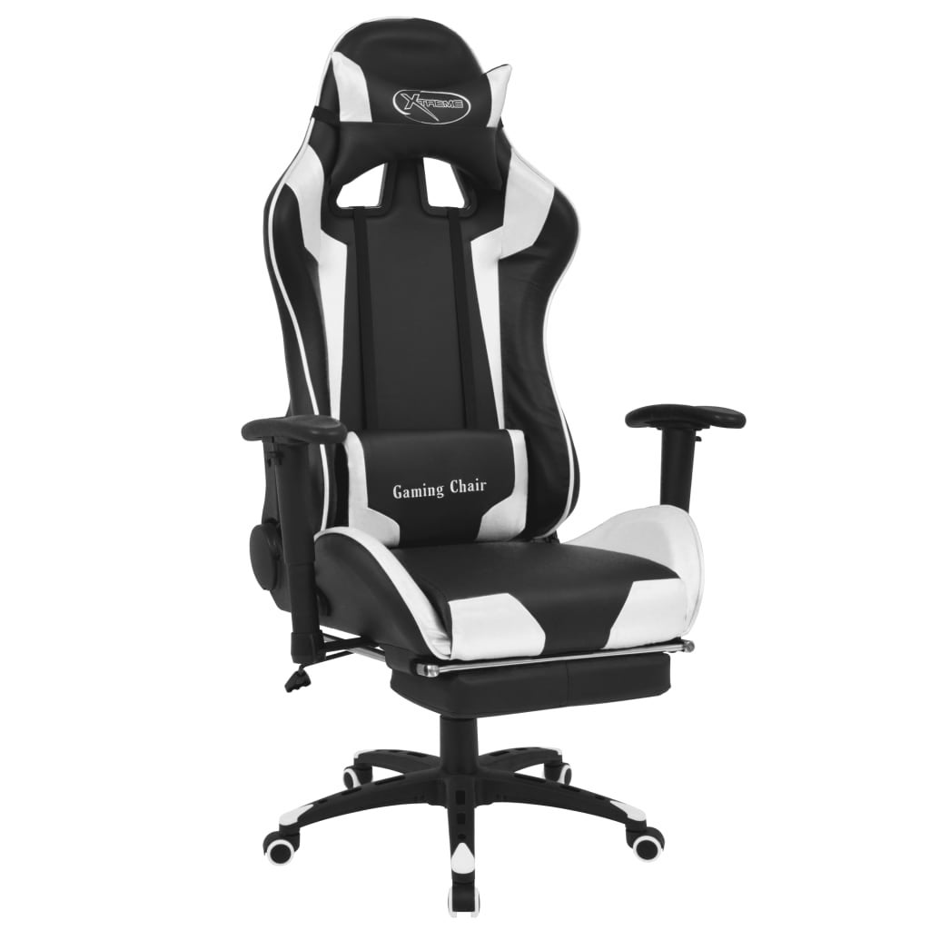 vidaXL Reclining Racing Gaming Chair with Footrest White ...