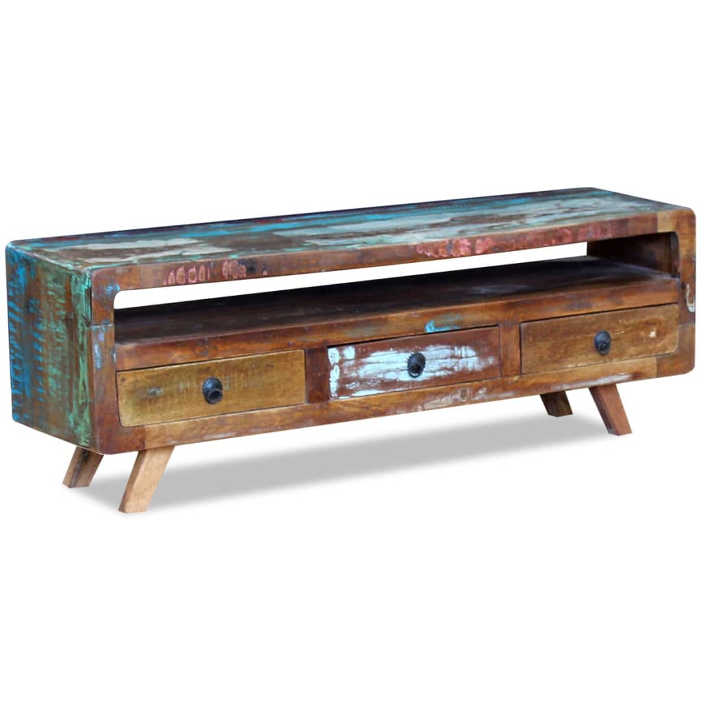 Vidaxl Tv Cabinet With 3 Drawers Solid Reclaimed Wood Vintage