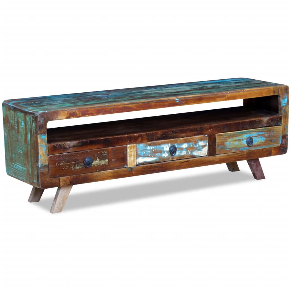 Vidaxl Tv Cabinet With 3 Drawers Solid Reclaimed Wood Vintage