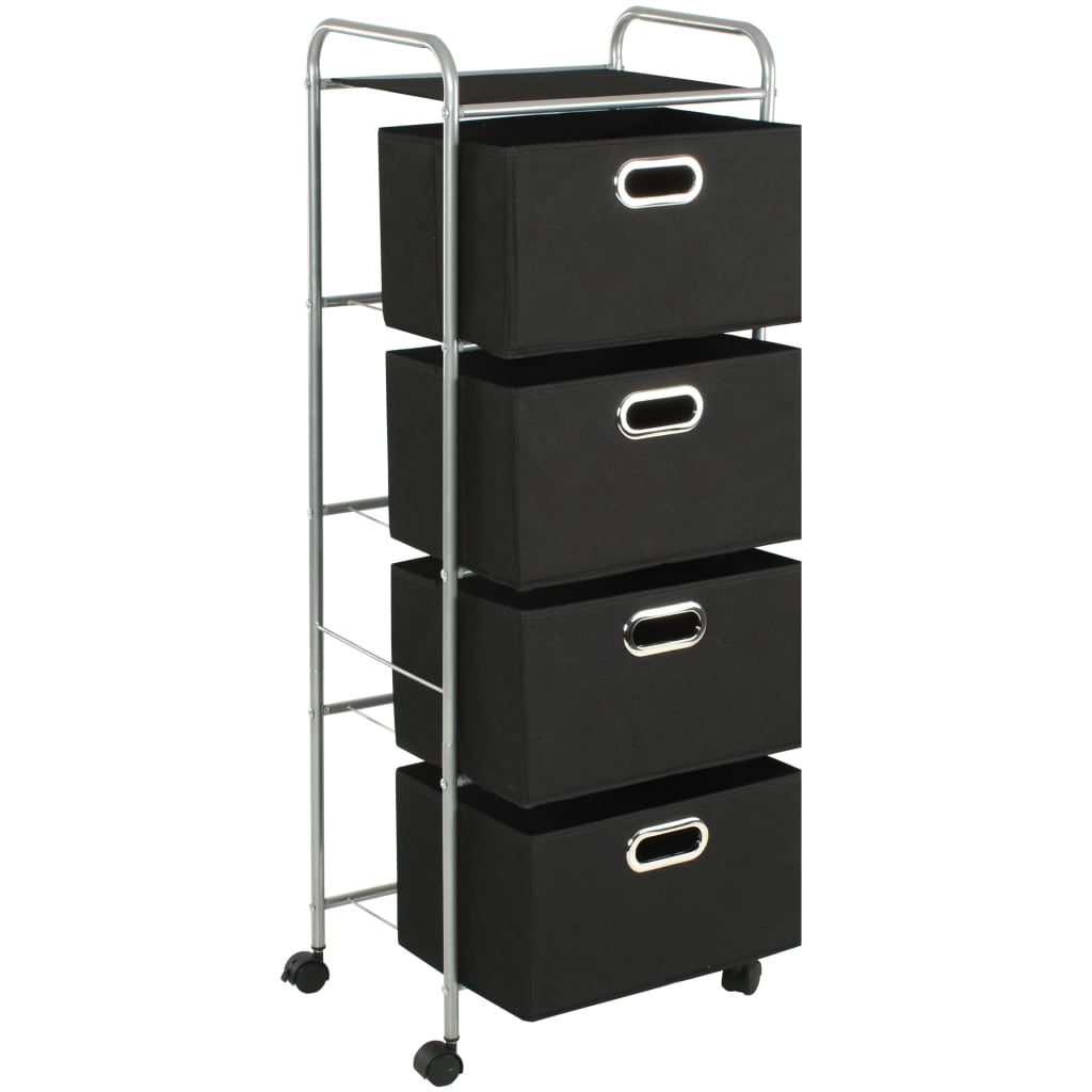 vidaXL Shelving Unit with 4 Storage Boxes Steel and Non ...