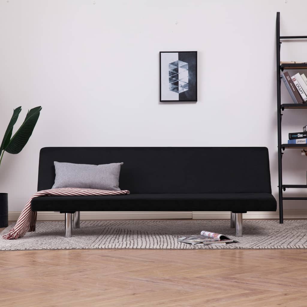 vidaXL Sofa Bed Black Polyester Adjustable Daybed Sleeper ...