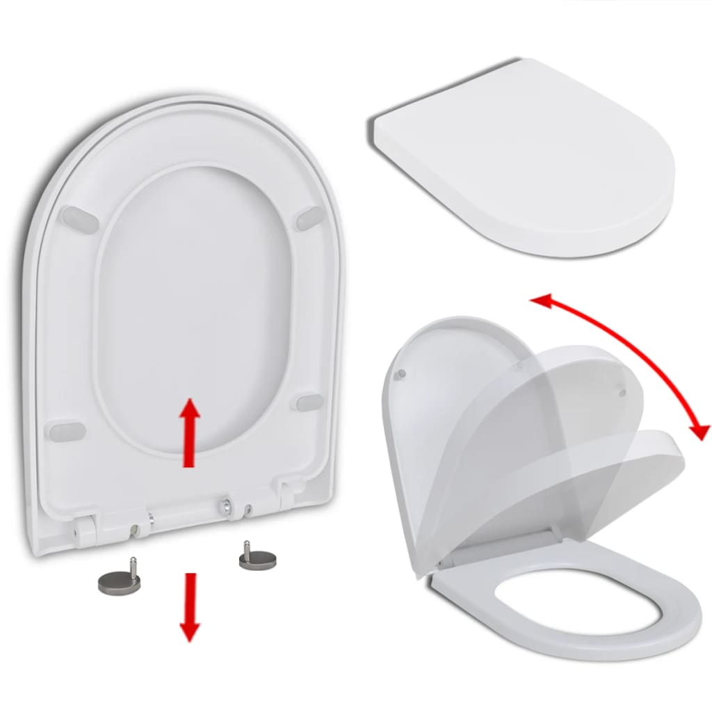 vidaXL Softclose Toilet Seat with Quickrelease Design White Square