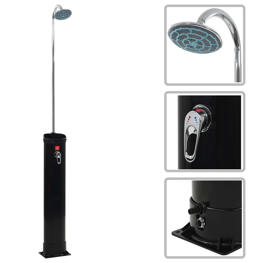 vidaXL Solar Shower Black 214cm 18L Temperature Adjustable Outdoor Pool