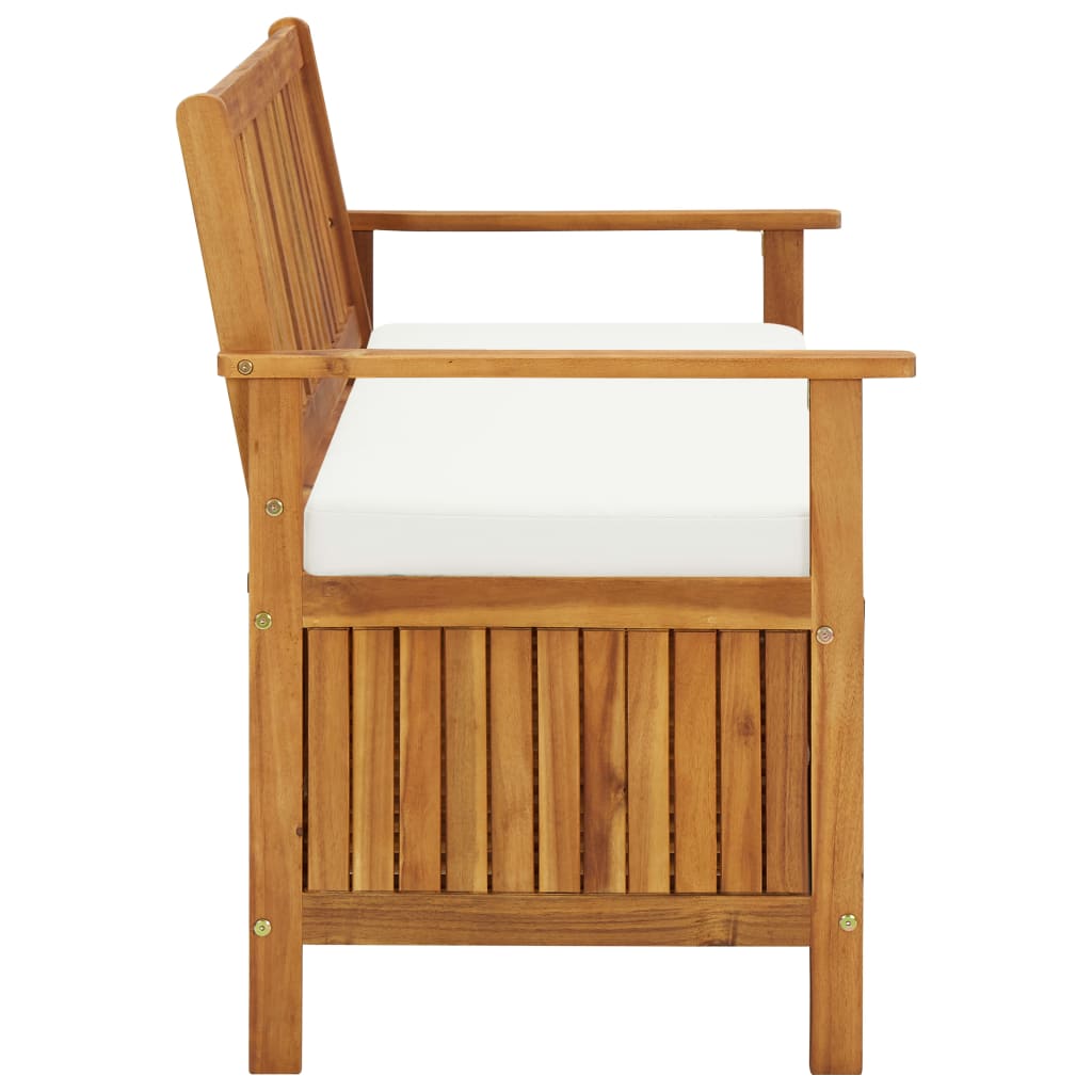 vidaXL Solid Acacia Wood Garden Storage Bench Cushion Chest Patio