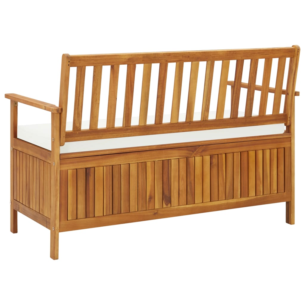 vidaXL Solid Acacia Wood Garden Storage Bench Cushion Chest Patio