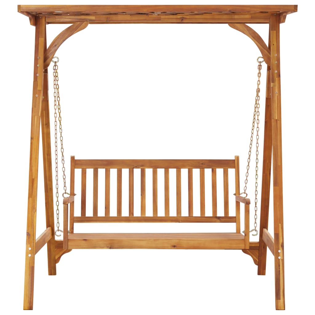 vidaXL Solid Acacia Wood Garden Swing Bench with Trellis Porch Swing