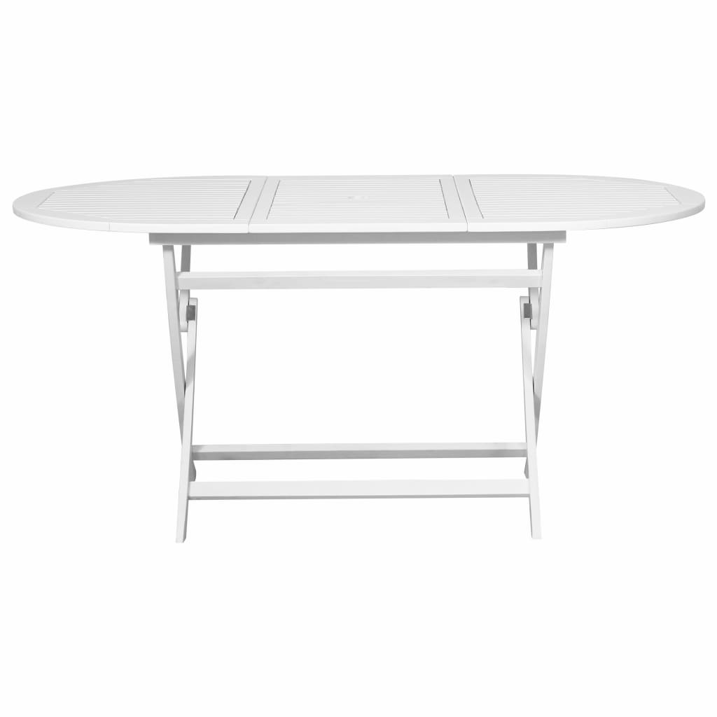 vidaXL Solid Acacia Wood Outdoor Dining Table White Weather Resistant
