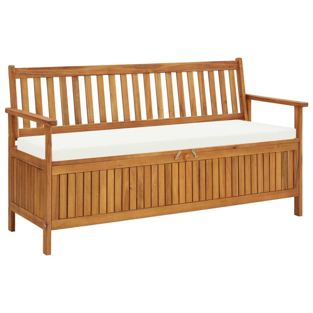 Solid Wood Storage Bench Seat vidaXL Solid Acacia Wood Storage Bench with Cushion 148cm Backyard