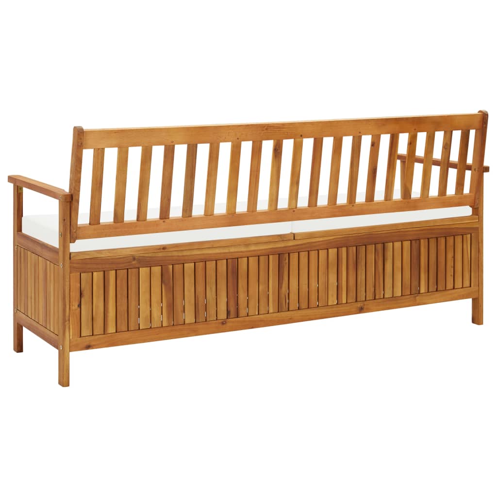 vidaXL Solid Acacia Wood Storage Bench with Cushion 170cm Backyard