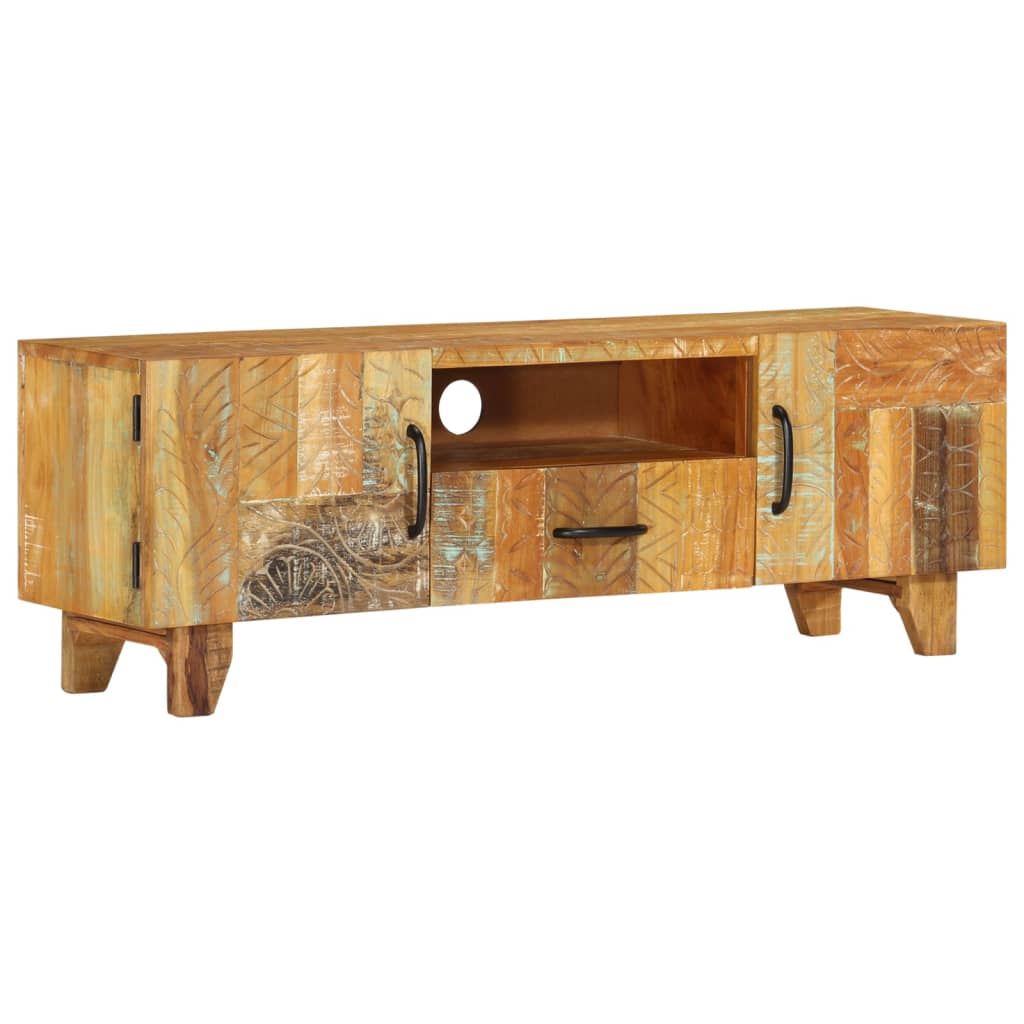 vidaXL Solid Reclaimed Wood Hand Carved TV Media Entertainment