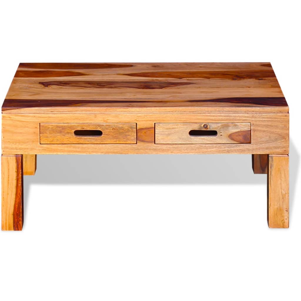 Vidaxl Solid Sheesham Wood Coffee Side Table 2 Drawers Living Room
