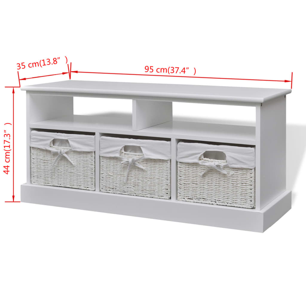 VidaXL Storage Bench Seat Chair 3 Basket Shelf Entryway VidaXL Storage Bench Seat Chair 3 Basket Shelf Entryway