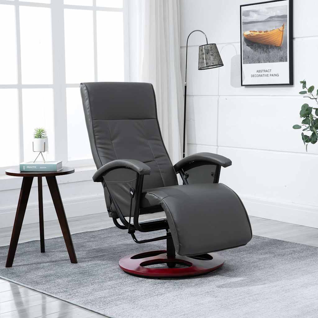vidaXL Swivel TV Armchair Grey Padded Adjustable Backrest ...