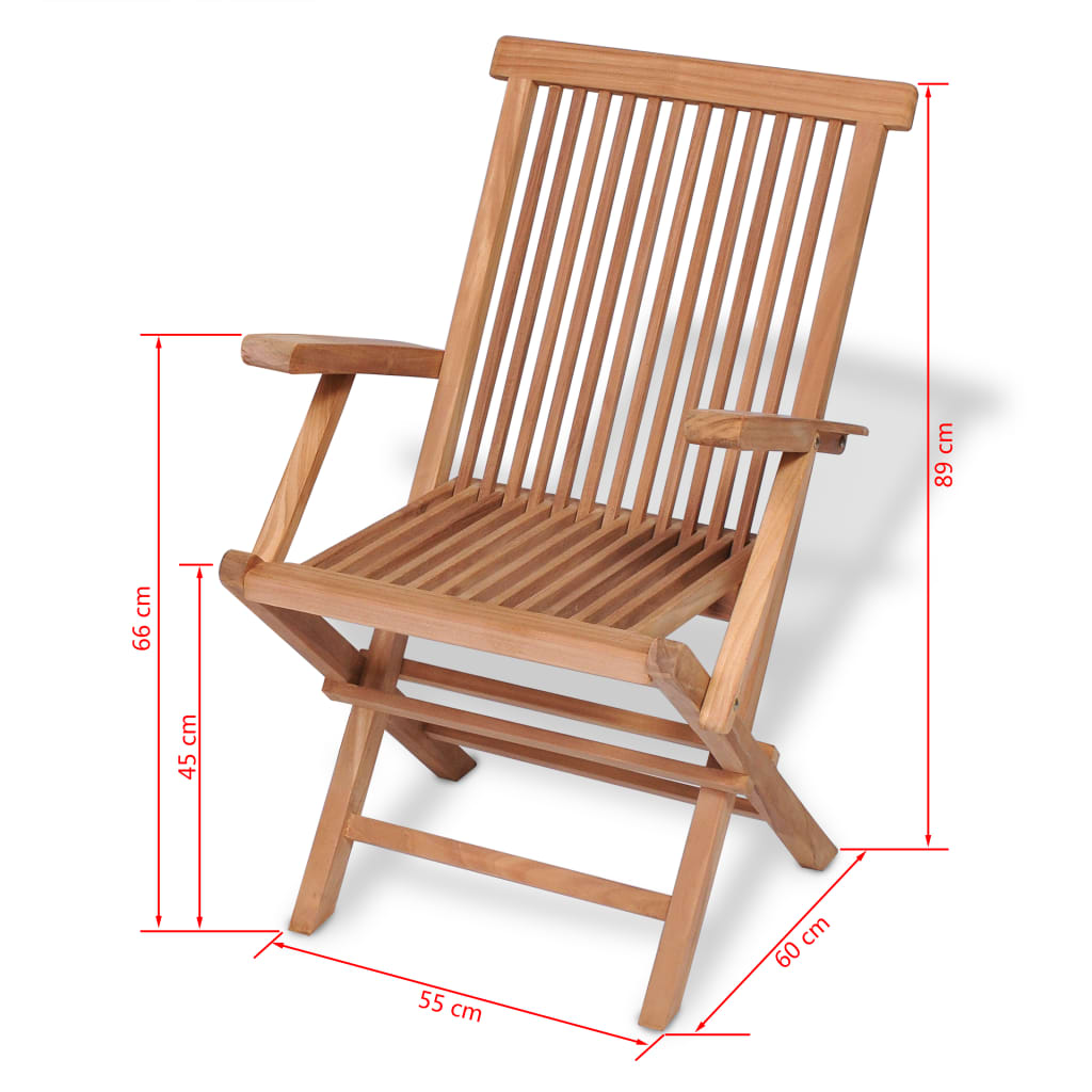 vidaXL Teak 7PC Outdoor Dining Set Folding Table Arm ...