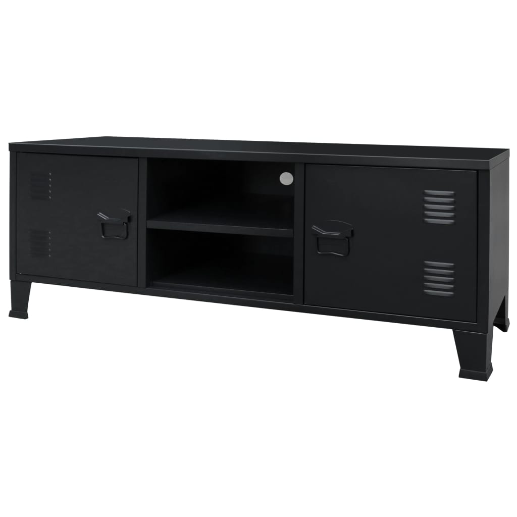 vidaXL TV Metal Industrial Style Black Entertainment Center