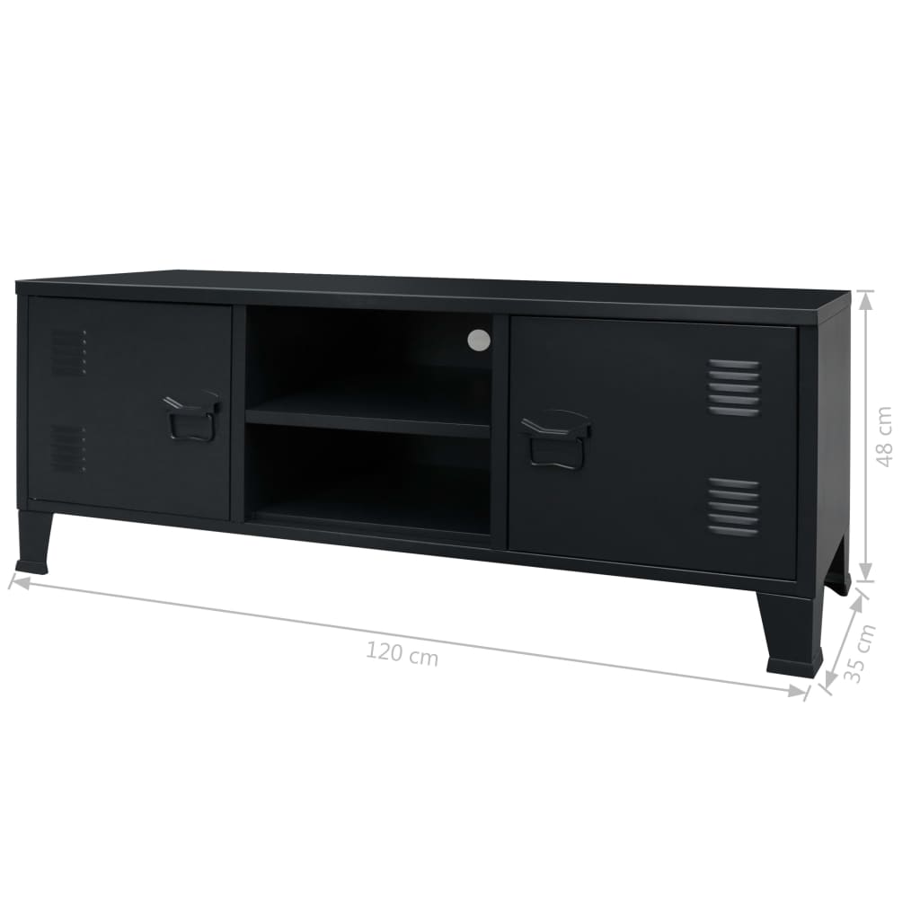 vidaXL TV Metal Industrial Style Black Entertainment Center