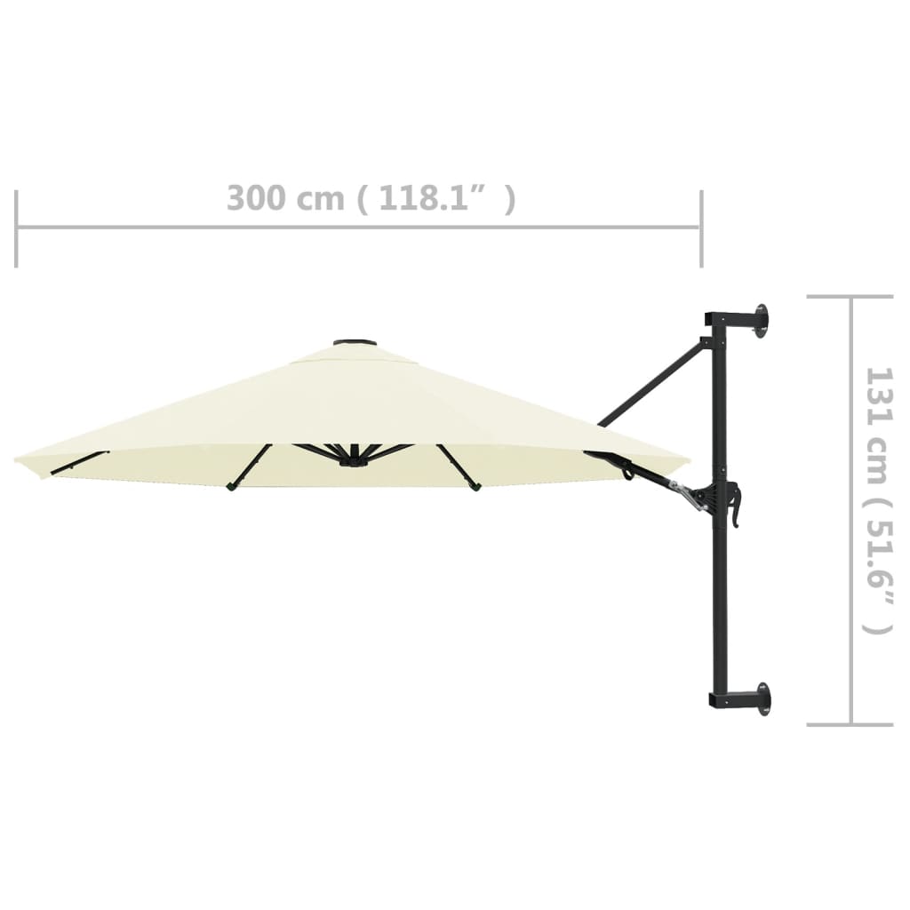 vidaXL WallMounted Parasol with Metal Pole Sand Outdoor Umbrella Sunshade Buy Outdoor