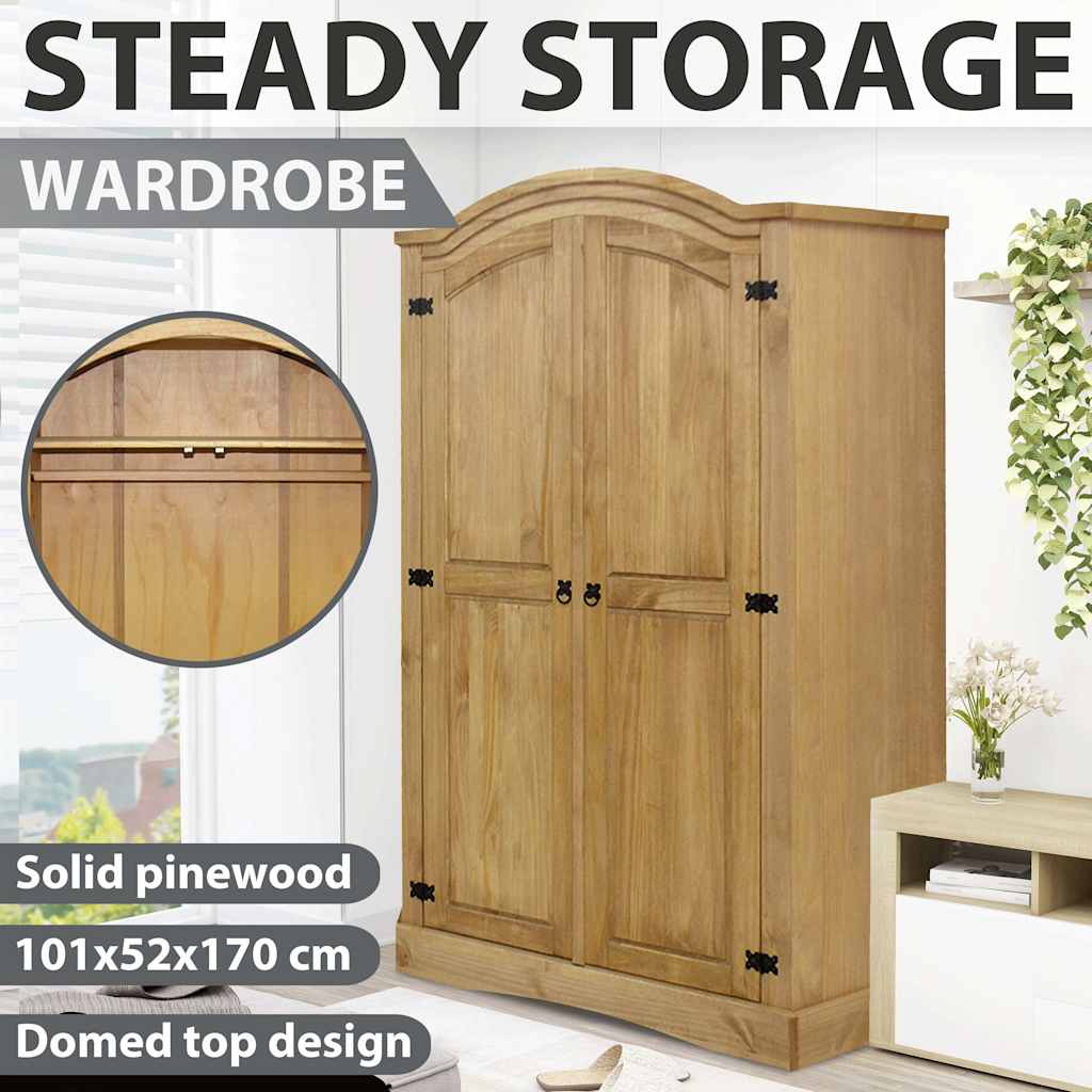 vidaXL Wardrobe Mexican Pine Corona Range 2 Doors Clothes Wardrobe