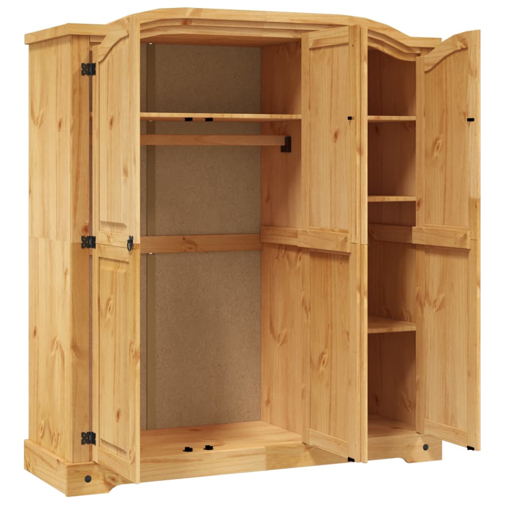 vidaXL Wardrobe Mexican Pine Corona Range 3 Doors Clothes Wardrobe