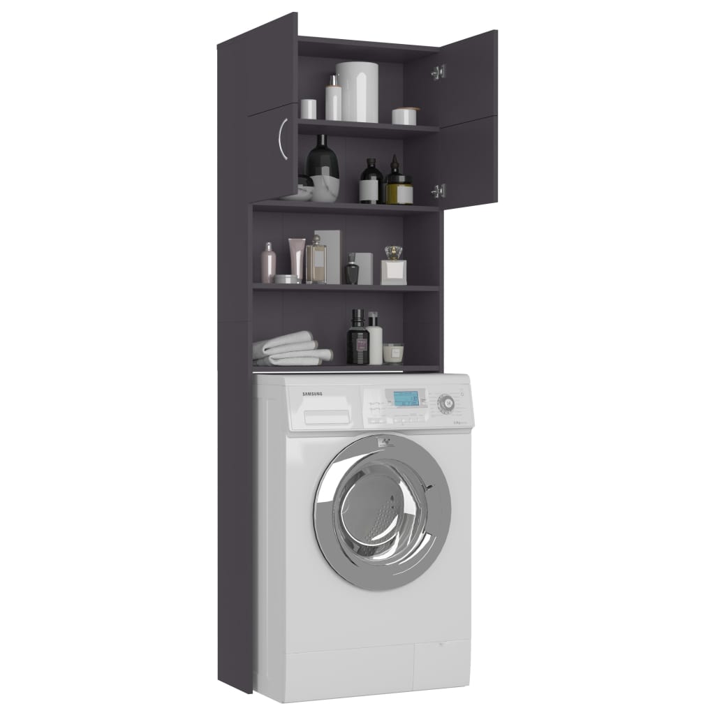 Vidaxl Washing Machine Cabinet Grey Chipboard Bathroom Storage
