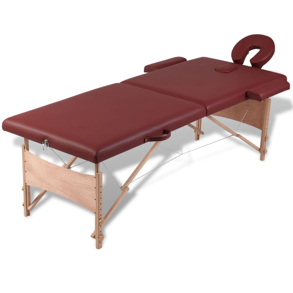 vidaXL Wooden Portable Massage Table 2 Fold Beauty Therapy Bed Waxing 68cm Red Buy Massage