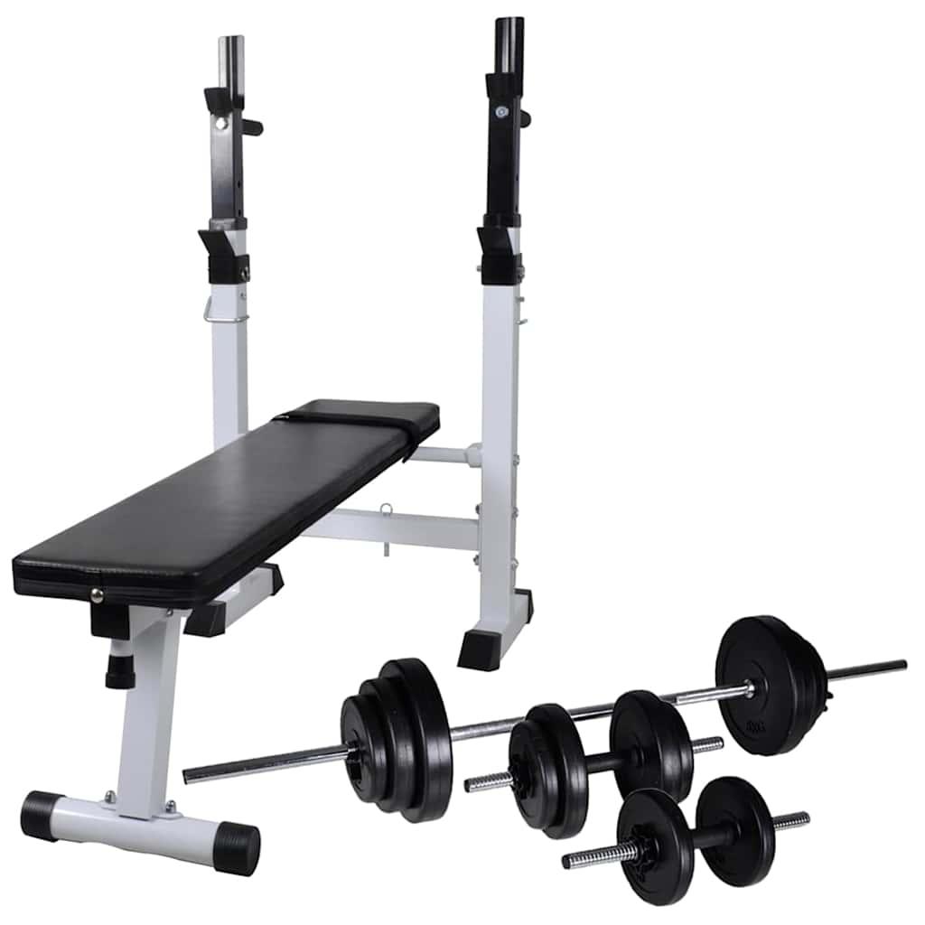 Vidaxl Workout Bench With Weight Rack Barbell And Dumbbell Set