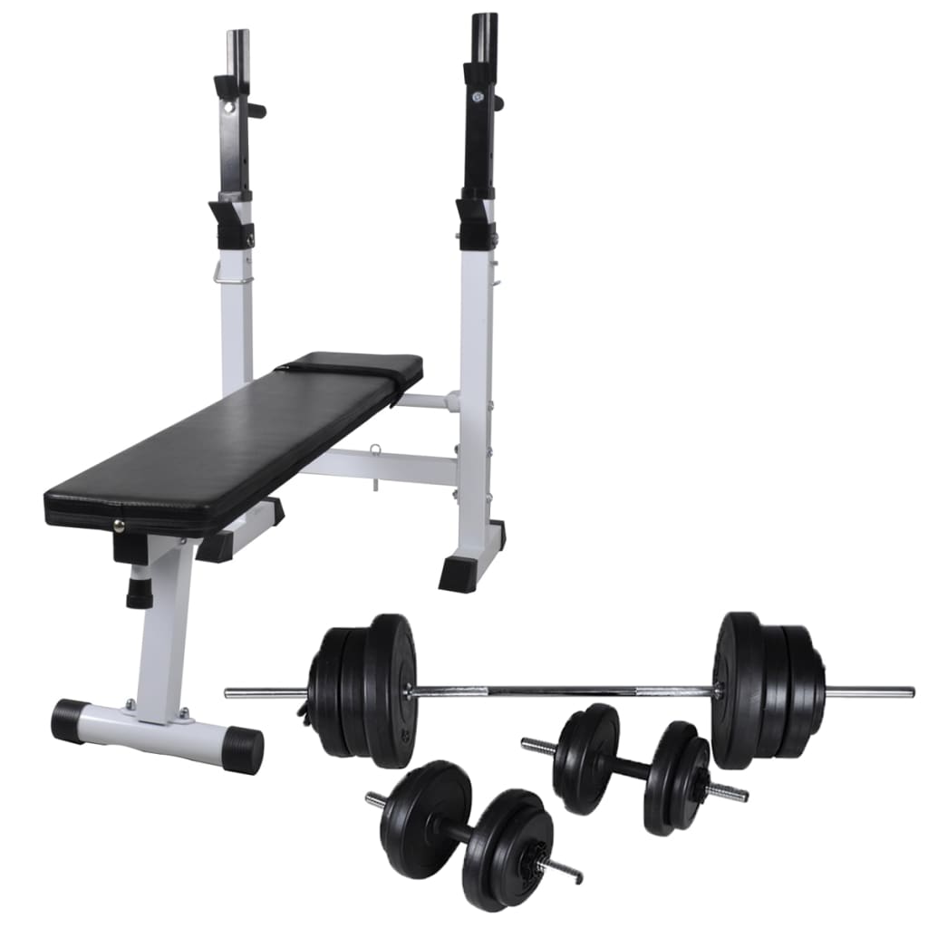 Vidaxl Workout Bench With Weight Rack Barbell And Dumbbell Set