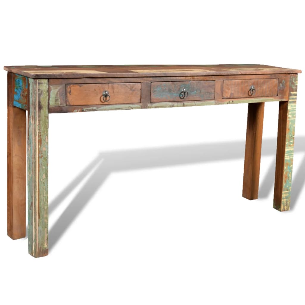 Side Table Reclaimed Recycled Wood Solid Bedside Drawer Storage