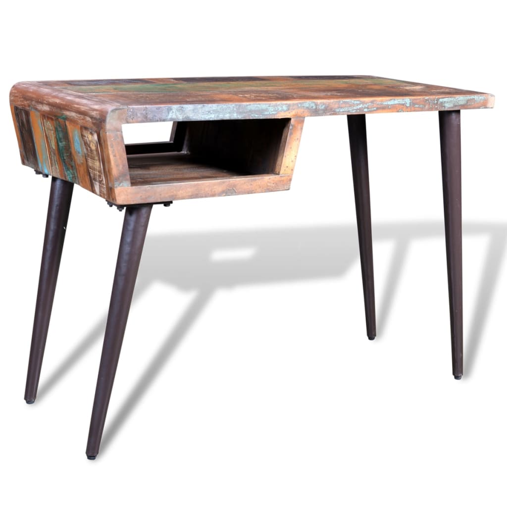 Industrial Iron Leg Reclaimed Wood Recycled Desk Table ...