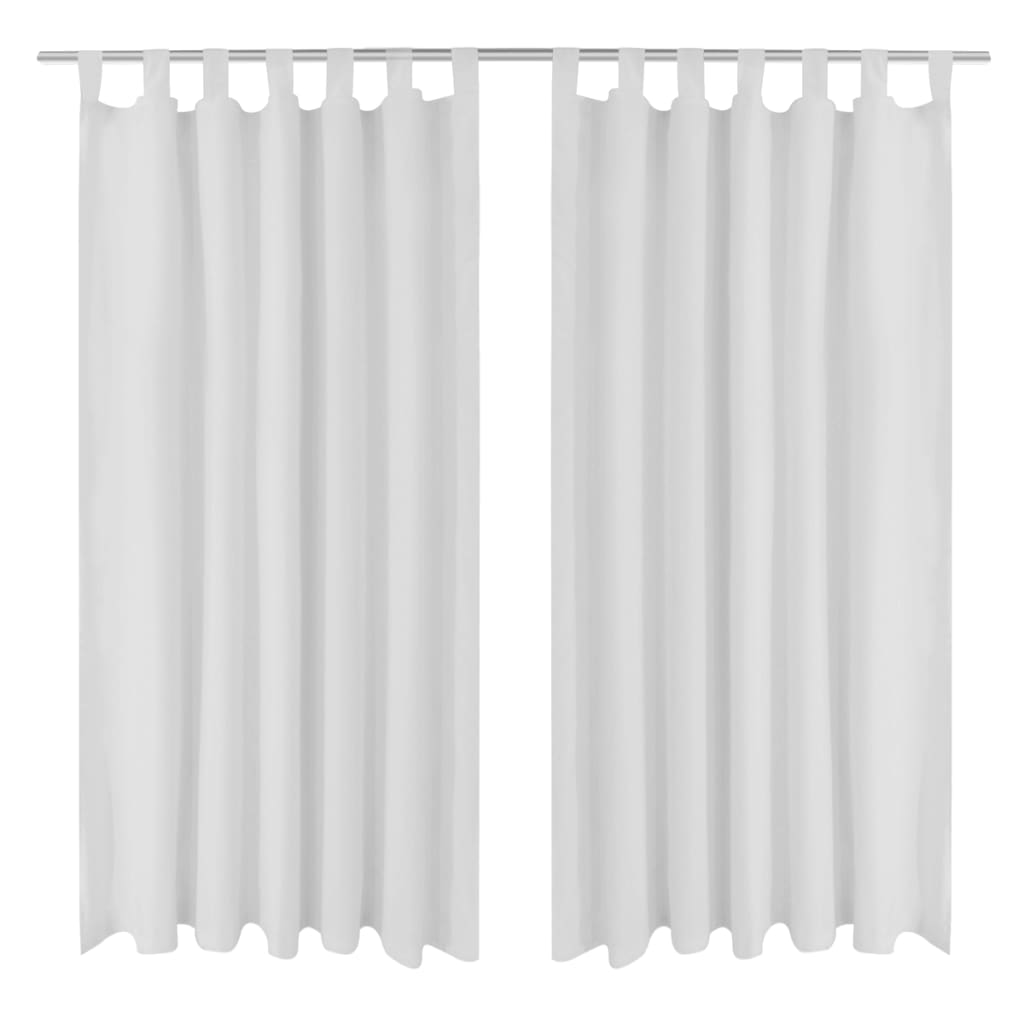 Vidaxl 2x Micro Satin Curtains With Loops White Window Blind