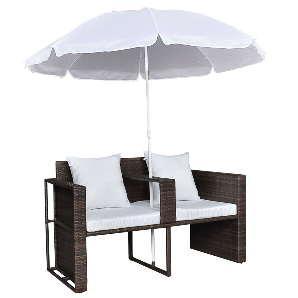 vidaXL Garden Lounge Set Poly Rattan Brown Outdoor Furniture Seating