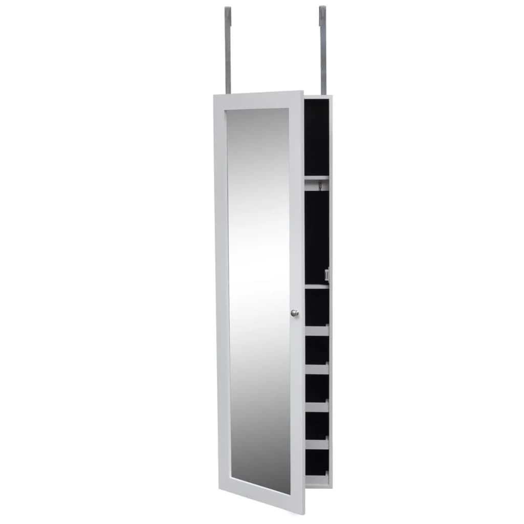 Vidaxl Wood Jewellery Wall Cabinet With Mirror And 2 Door Hangers