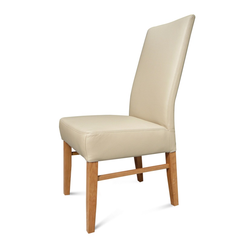 Flow Back Full Grain Leather Dining Chair Light Mocha w Tas Oak Leg