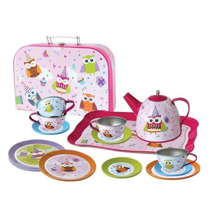 children's tin tea set in a case