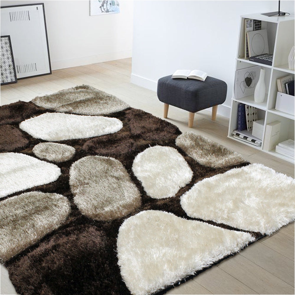3d Thick Soft Shag Rug In Beige Brown Buy Shag Rugs 0763891761411