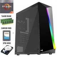 ATG Shard RGB AMD Ryzen 3 16GB RAM 240GB SSD + 2TB HDD Windows 10 Gaming Computer System Office Desk