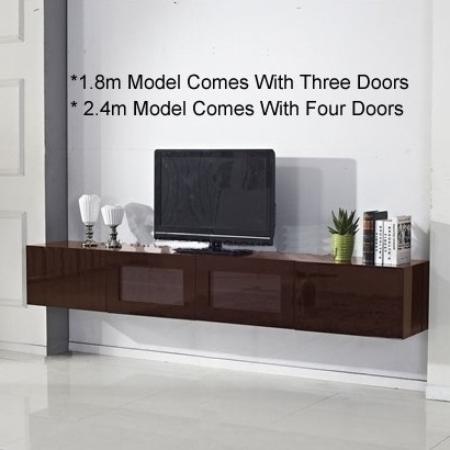 Glacia Floating Tv Cabinet In High Gloss Brown 1 8m Buy Wall Tv