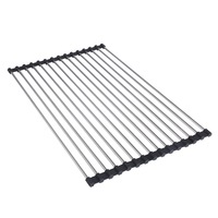Stainless Steel Sink Kitchen Dish Drainer Foldable Drying Rack Roll-Up RackOver