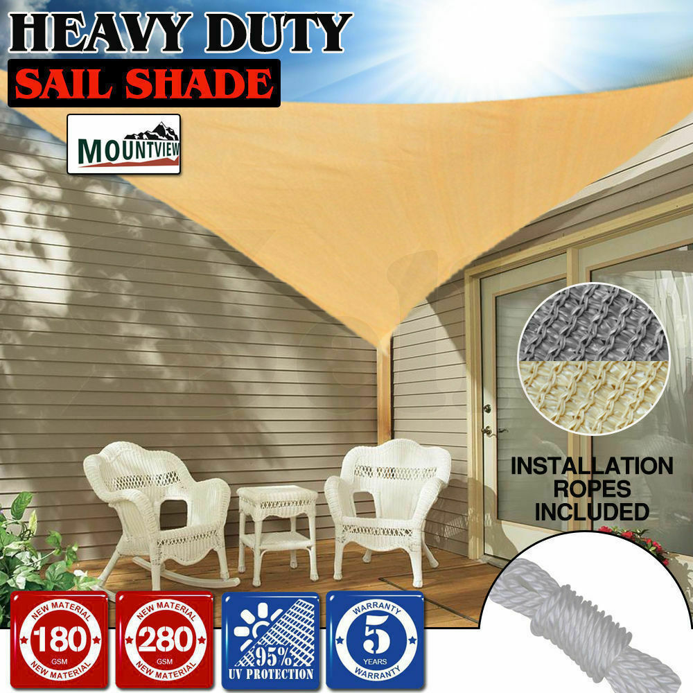 180/280 GSM Heavy Duty Shade Sail Sun Canopy Outdoor Triangle Square