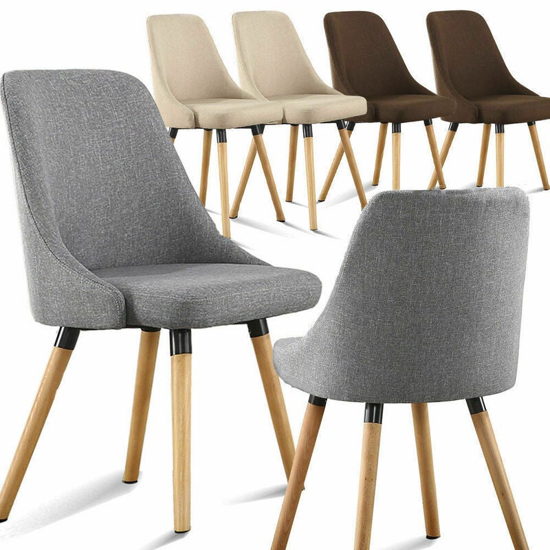 2x Cafe Fabric Upholstered Dining Chairs Padded Seat Kitchen Wooden Modern Retro 399347 00 ?v=637274791326166127