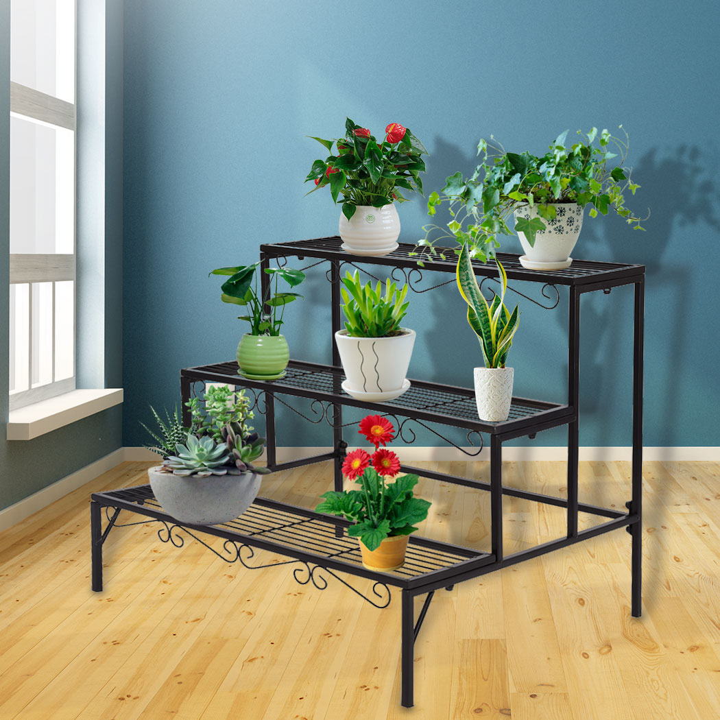 2x Levede Outdoor  Indoor Plant  Stands  Garden Metal  3 Tier  2x Levede Outdoor  Indoor Plant  Stands  Garden Metal  3 Tier
