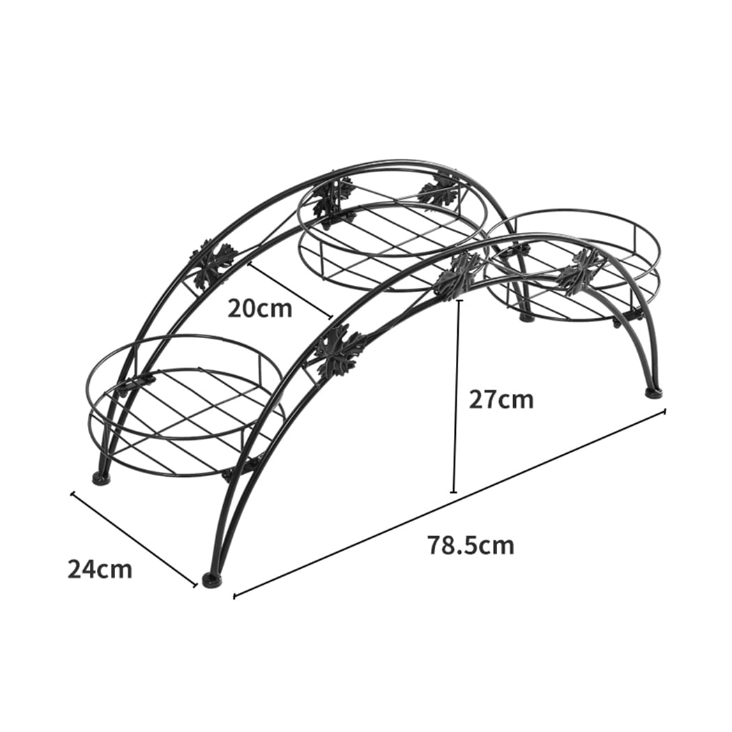 2X Plant Stand Outdoor Indoor Metal Black Flower Pot Shelf Garden ...