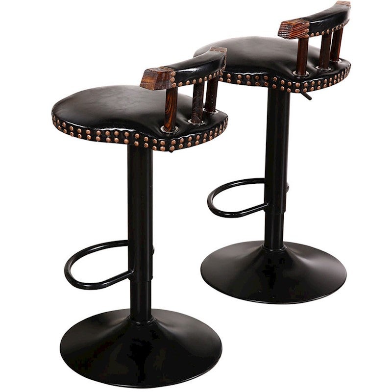 2x Retro Vintage Industrial Bar Stool Steel Home Kitchen Cafe Swivel