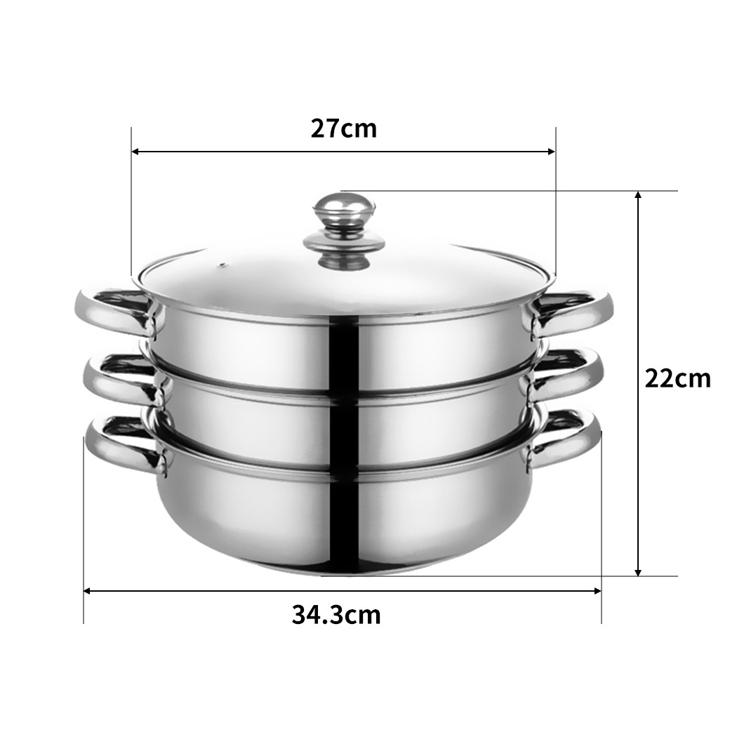 3 Tier Stainless Steel Steamer Meat Vegetable Cooking Steam Hot Pot ...