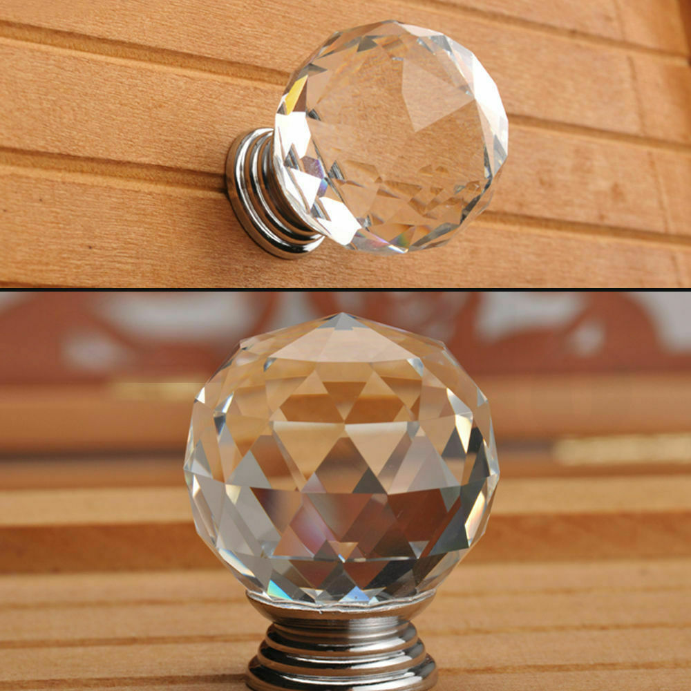 30mm 40mm Clear Crystal Glass Door Pull Knobs Knob Drawer Handle