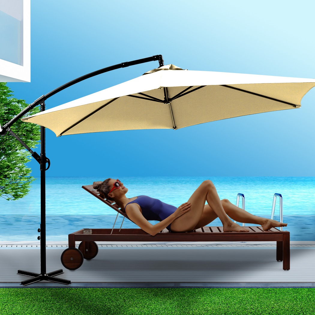 3M Outdoor Umbrella Cantilever Base Stand Cover Garden Patio Beach