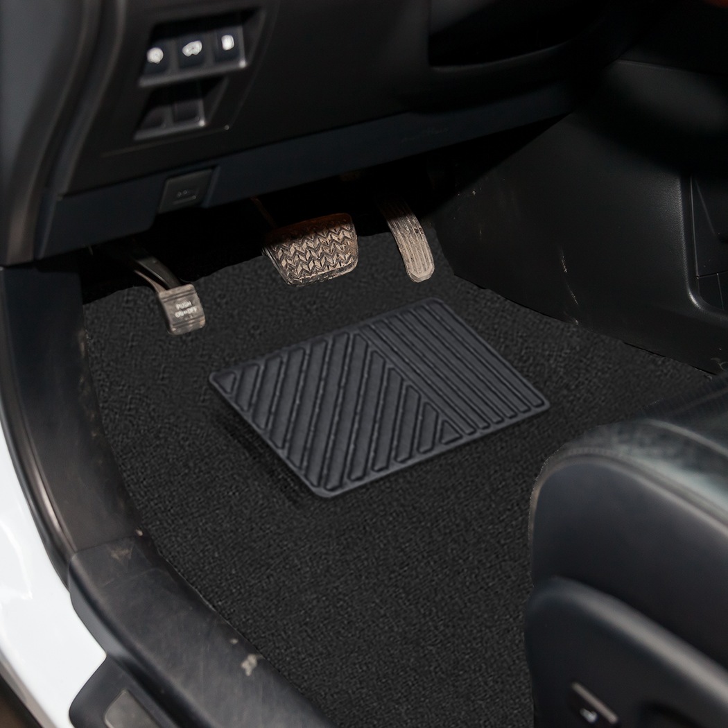 4 Pcs Carpet Car Floor Mats Front Rear Charcoal Black Universal Fit