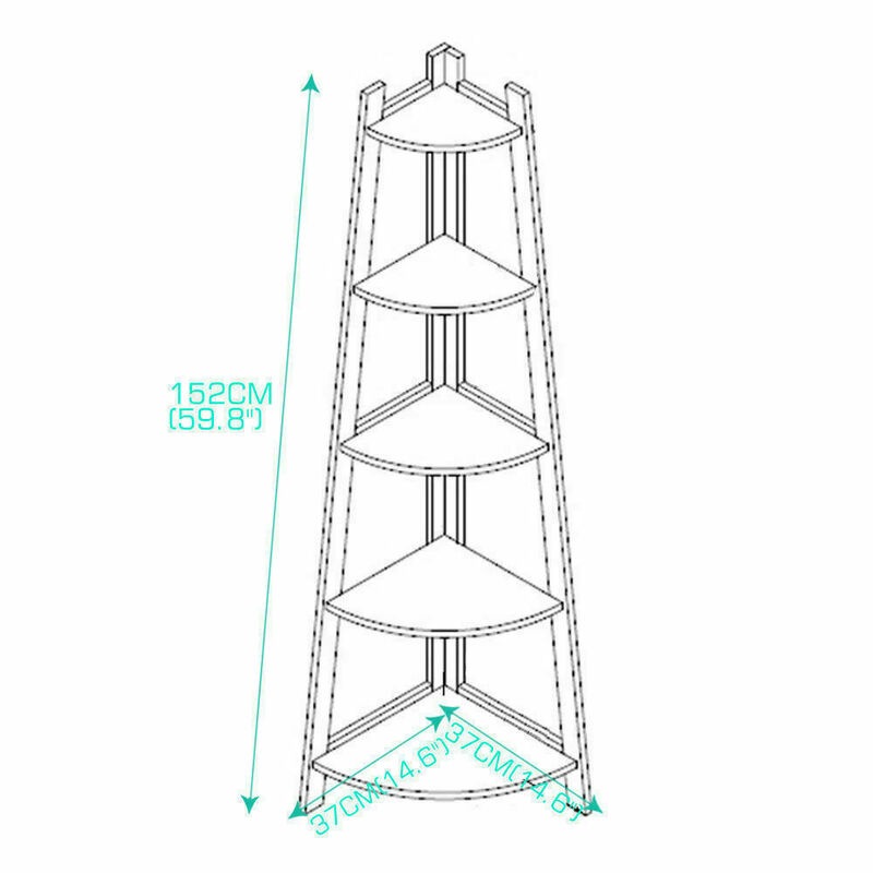 Levede 5 Tier Corner Bookshelf Storage Cabinet Bookcase Rack