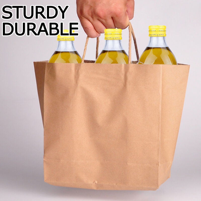 50 x Kraft Brown Paper Carry Bags Gift Carry Shopping Bags Bulk Handles 4 Types | Buy Wrapping ...